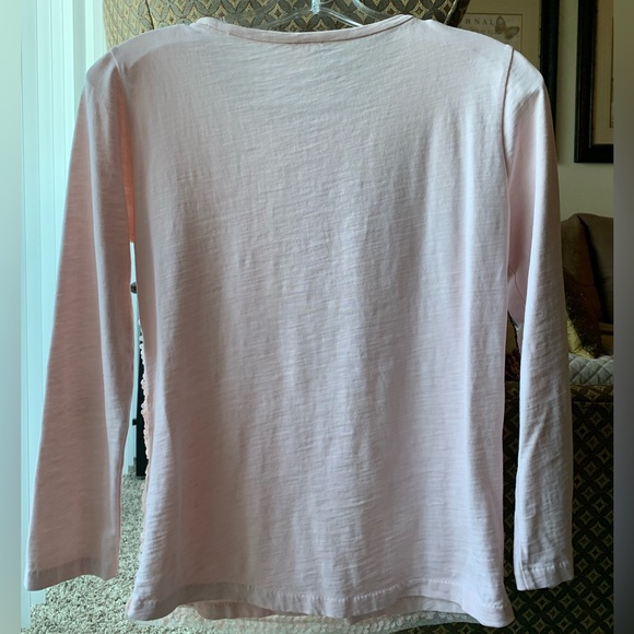 J.Crew Factory Sequined Long Sleeve Blush Pink Pullover Blouse Lined 100% Cotton - Picture 5 of 11